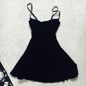 American Apparel black velvet skater dress